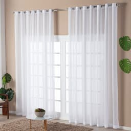 Cortina Tecido Voil Flamê Branca 4,00m x 2,70m - Ideal para Varão Simples de 3 Metros