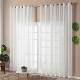 Cortina Voal Flamê Palha 6,00m x 2,70m - Ideal para Varão Simples de 4 Metros