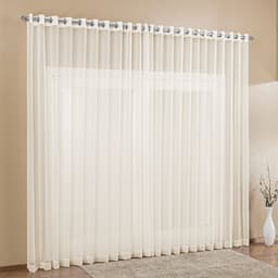 Cortina Voil Palha 3,00m x 2,80m para Varão com Ilhós Cromado para Varão de até 2 Metros