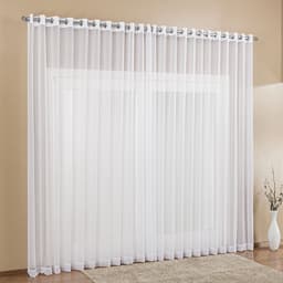 Cortina de Tecido Voil Branca 6,00m x 2,80m para Varão com Ilhós Cromado para Varão de até 4 Metros