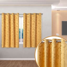 Cortina de Varão Jacquard 2,70m x 1,60m Dourado ideal para Varão Simples de 2 Metros
