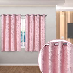Cortina de Varão Jacquard 2,70m x 1,60m Rosa ideal para Varão Simples de 2 Metros