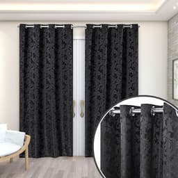Cortina de Varão Jacquard 2,70m x 2,30m Preto ideal para Varão Simples de 2 Metros
