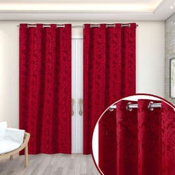 Cortina de Varão Jacquard 2,70m x 2,30m Vermelho ideal para Varão Simples de 2 Metros