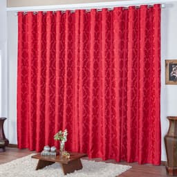 Cortina de Varão Trabalhada Vermelha 5,00m x 2,70m - Ideal para Varão Simples de 4 Metros