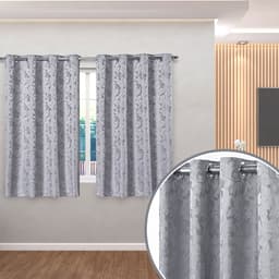 Cortina para Varão Jacquard 2,70m x 1,60m Cinza ideal para Varão Simples de 2 Metros