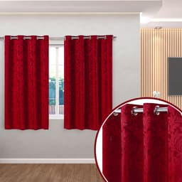Cortina para Varão Jacquard 2,70m x 1,60m Vermelho ideal para Varão Simples de 2 Metros