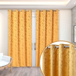 Cortina para Varão Jacquard 2,70m x 2,30m Dourado ideal para Varão Simples de 2 Metros
