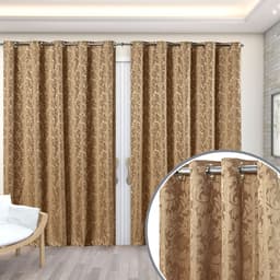 Cortina para Varão Jacquard 4,00m x 2,70m Avelã ideal para Varão Simples de 3 Metros