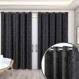 Cortina para Varão Jacquard 4,00m x 2,70m Preto ideal para Varão Simples de 3 Metros