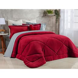 Edredom Solteiro Dupla Face Vermelho Soft Microfibra 2,50m x 1,90m
