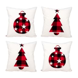 Jogo Almofada para Natal Estampada Tecido Suede 40cm x 40cm com Refil de Silicone