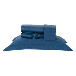 Jogo Lençol Queen Size Azul 400 Fios Egípcio 100% Algodão 4 Peças