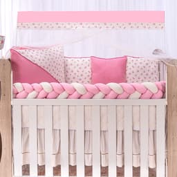 Jogo de Berço Menina Tança Floral Encanto Padrão Americano 12 Peças 100% Algodão