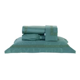 Jogo de Cama Casal Padrão 400 Fios Egípcio 100% Algodão Verde 4 Peças