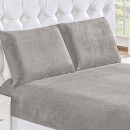 Jogo de Cama Cinza Liso Clássico 3 Peças Casal Padrão com 2 fronhas