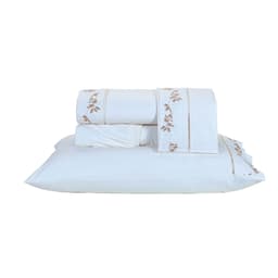 Jogo de Cama King Size Palha 100% Algodão 200 Fios 4 Peças