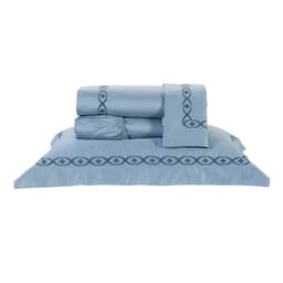 Jogo de Cama Queen 400 Fios Egípcio Cinza 100% Algodão Bordado 4 Peças