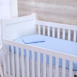 Jogo de Lençol para Berço Americano Ponto Palito Azul 3 Peças