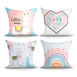 Kit 4 Capas Almofadas Decorativas 45cm x 45cm Estampada para Sala ou Quarto com zíper Tecido Microfibra