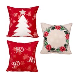 Kit Almofada para Natal Estampada Tecido Suede 3 Unidades 40cm x 40cm com Refil de Silicone