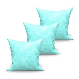 Kit Capa de Almofada Grande Decorativa Azul Lisa Medalhão 60cm x 60cm 3 Unidades com zíper para Área Externa /Sala