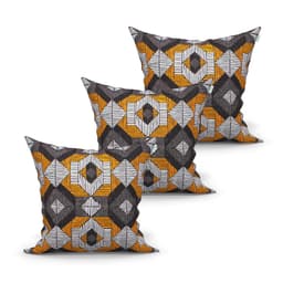 Kit Capa de Almofada Grande Decorativa Preta Geométrica 60cm x 60cm com 3 Unidades com zíper
