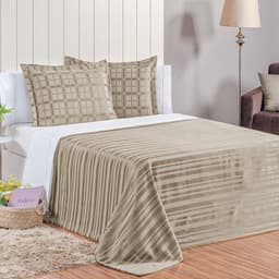Kit Cobre Leito Elegance King 3 Peças Areia com 2 Porta Travesseiros