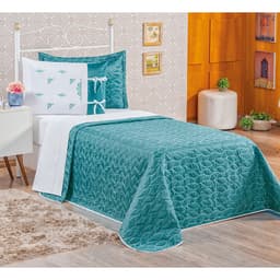 Kit Cobre Leito Infantil Bordado 3 Peças Garden com Porta Travesseiro