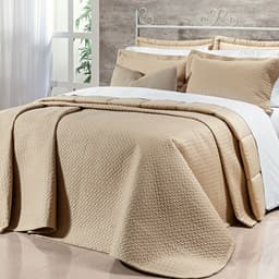 Kit Cobre Leito Tamanho Super King 400 Fios Egípcio 100% Algodão Cáqui 3 Peças