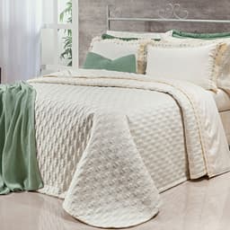 Kit Cobre Leito Venetto Queen Size Palha 400 Fios Egípcio 100% Algodão + Jogo de Cama - 7 Peças
