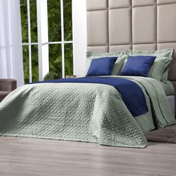 Kit Cobre Leito Verde Queen Size 100% Algodão 200 Fios 3 Peças