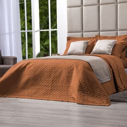 Kit Colcha Solteiro Terracota 100% Algodão 200 Fios Matelado 2 Peças