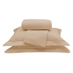 Kit de Lençol Casal Cáqui 100% Algodão 200 Fios 3 Peças