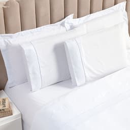 Lençol Ponto Palito Branco Queen Size 3 Peças Liso 160 Fios