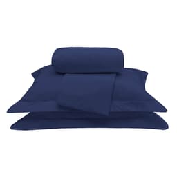 Lençol para Cama de Solteiro Azul Marinho 100% Algodão 200 Fios 3 Peças