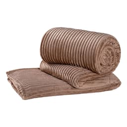 Manta Canelada Microfibra Cáqui Queen 2,20m x 2,40m