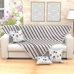 Manta de Sofá Preta Listrada Clássica 1,50m x 1,50m + 3 Almofadas Decorativas 45cm x 45cm com refil