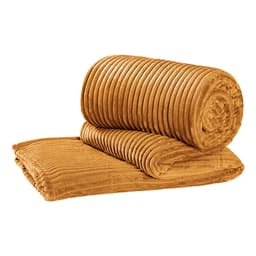Mantinha Microfibra Canelada Queen 2,20m x 2,40m Mostarda