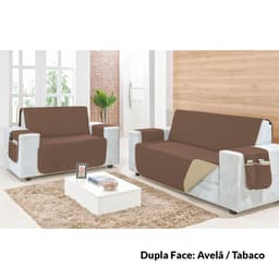 Protetor de Sofá Dupla Face Clean Avelã/Tabaco 3 e 2 Lugares