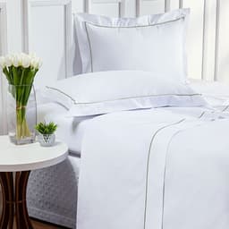 Roupa Cama Branco King 200 Fios 100% Algodão com Detalhe em Verde