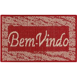 Tapete Bem Vindo Sisal 65cm x 40cm Antiderrapante Vermelho