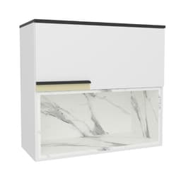 Armário Aéreo Manhattan 1 Porta Branco Ártico com Nicho Calacatta