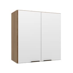 Armário Aéreo Paris 2 Portas Nogal e Branco