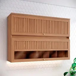 Armário Aéreo Requinte com Vidro 2 Portas Nature 120 cm