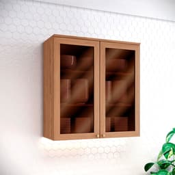 Armário Aéreo Requinte com Vidro 2 Portas Nature 80 cm