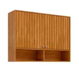Armário Aéreo Ripado Domus 100% MDF 2 Portas Cinamomo 120 cm