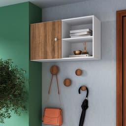 Armário Aéreo Solar 1 Porta Branco e Mel