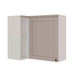 Armário Aéreo de Canto Iluminata 1 Porta Branco e Fendi