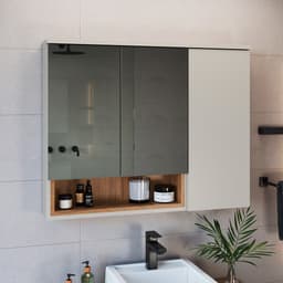 Armário de Banheiro com Espelho Cecília 3 PT Arenas e Mel